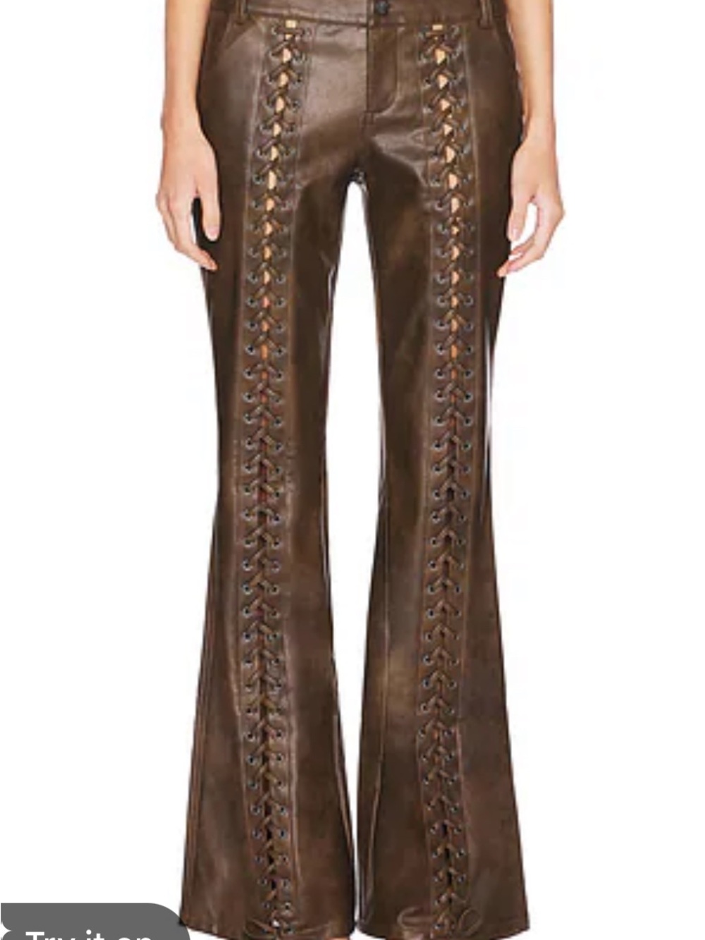 REVOLVE LOBA Brown Faux Leather Arcotis Lace Up Pants S Wide Leg
Rodeo Cowgirl